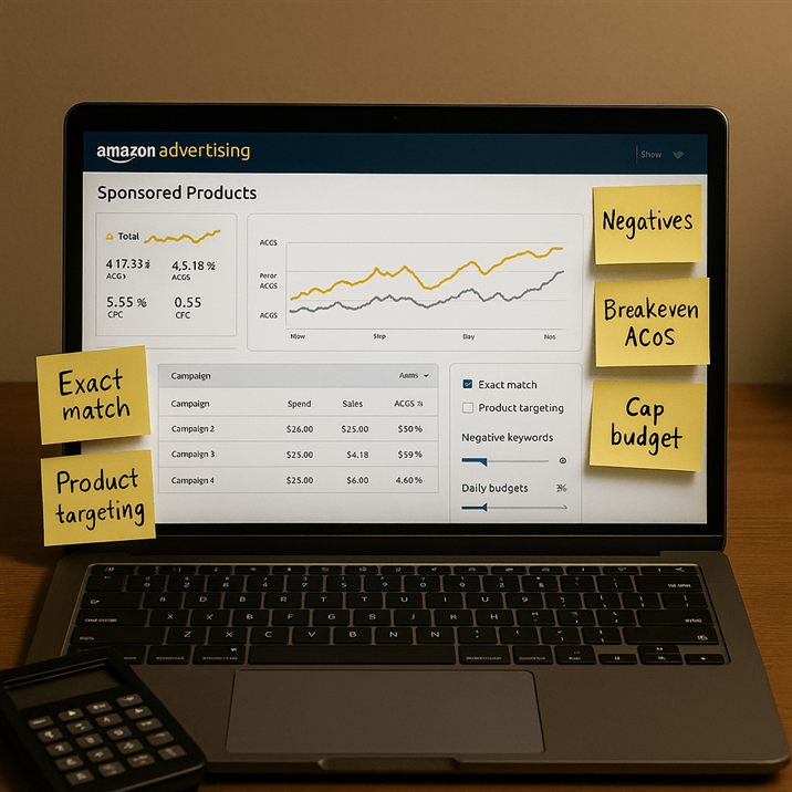 Amazon PPC budget control for arbitrage listings